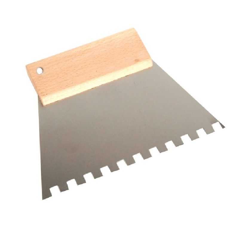 C526b - Rozsdamentes spatula fa nyéllel 180mm fogazott 4 x 4 C526b - Rozsdamentes spatula fa nyéllel 180mm fogazott 4 x 4